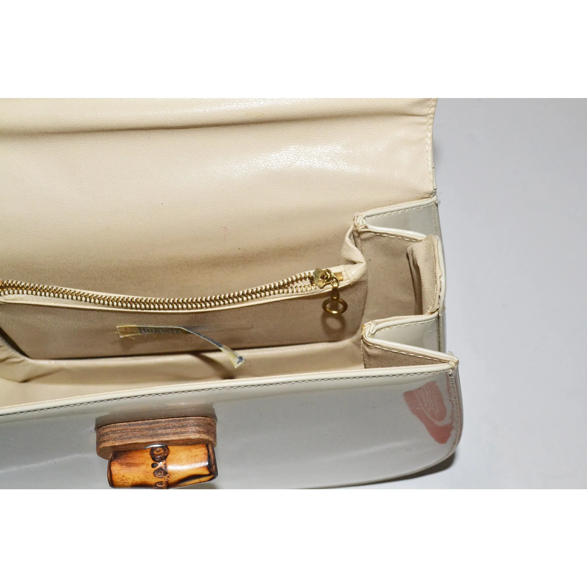 Gucci Style Patent Leather Bamboo Purse By Bonwit Teller
