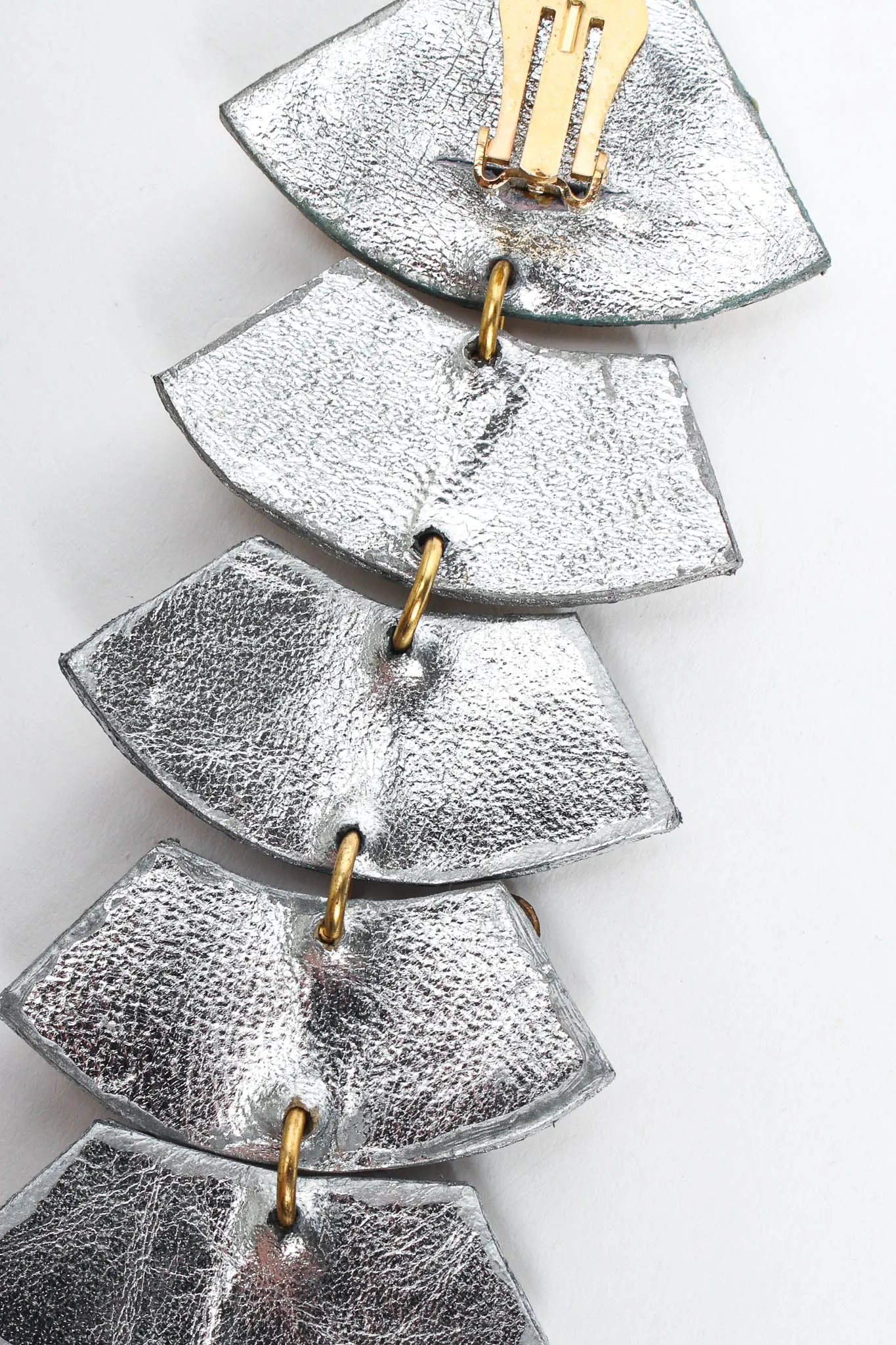 Metallic Leather Geo Rhinestone Earrings